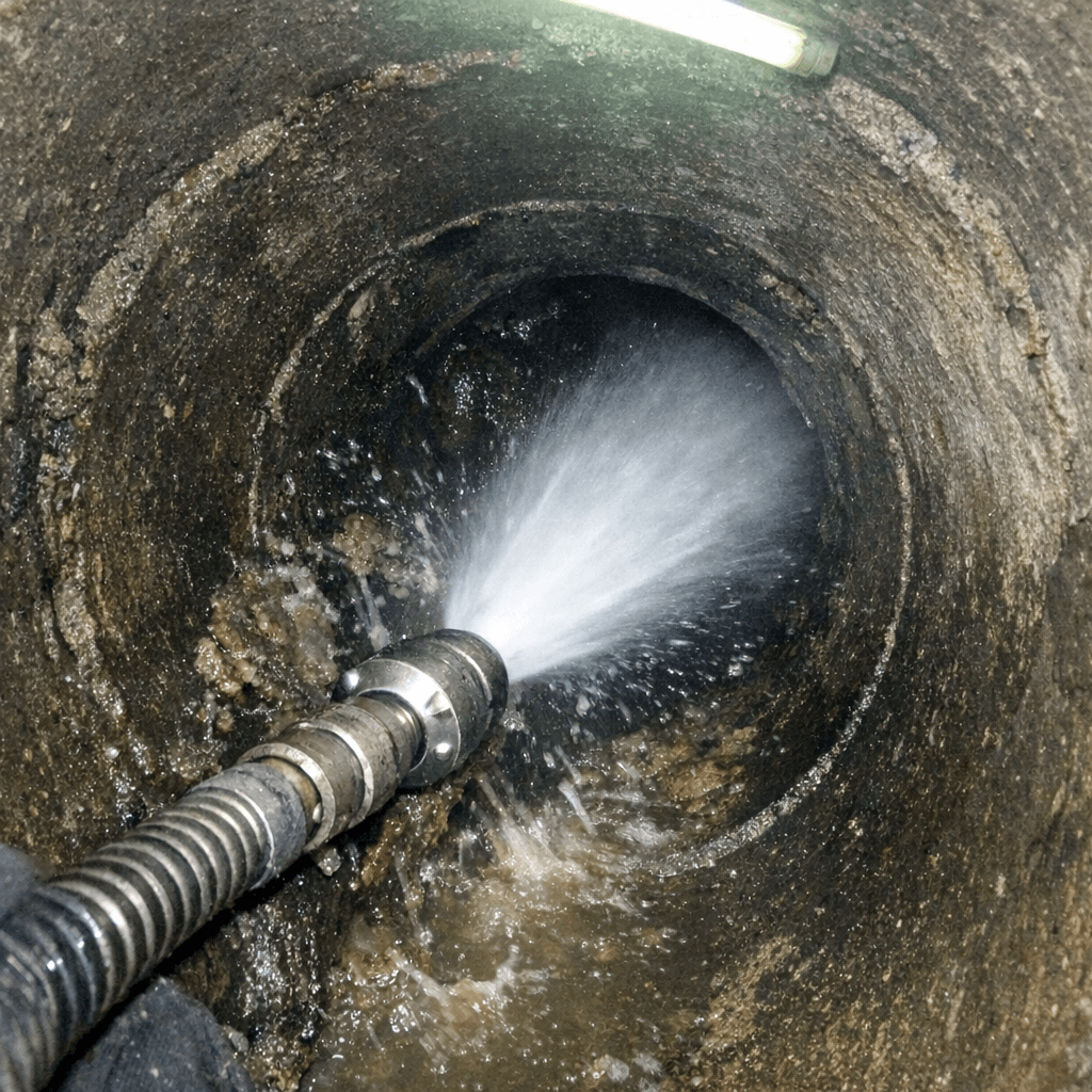 Regulierbarer Wasserstrahl im Schacht